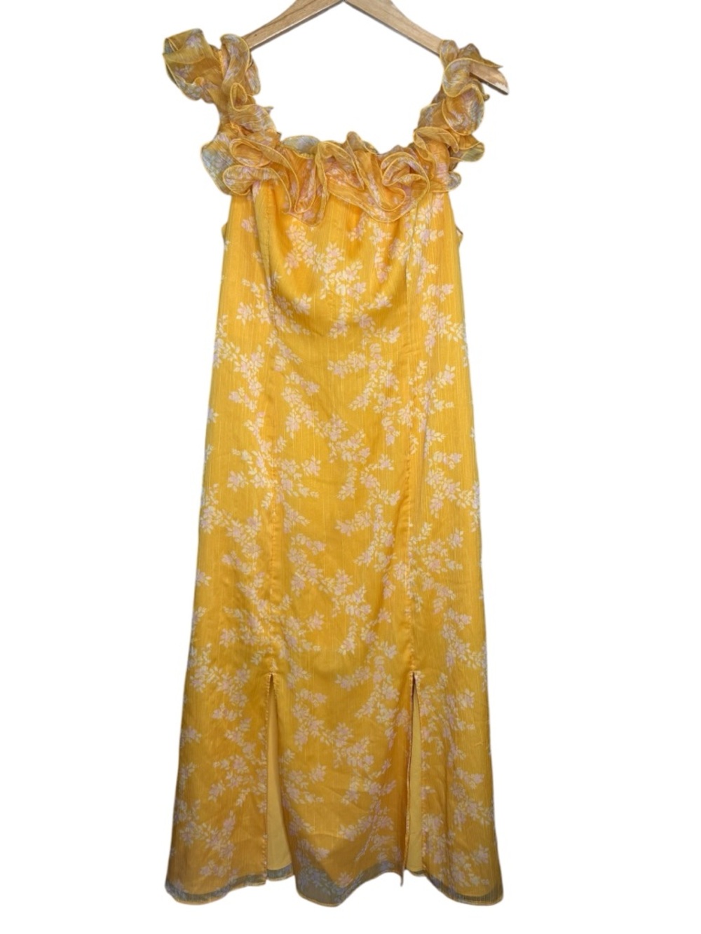 KEEPSAKE the Label Embrace Midi Dress Anthropologie Bright Yellow size large - Picture 3 of 6